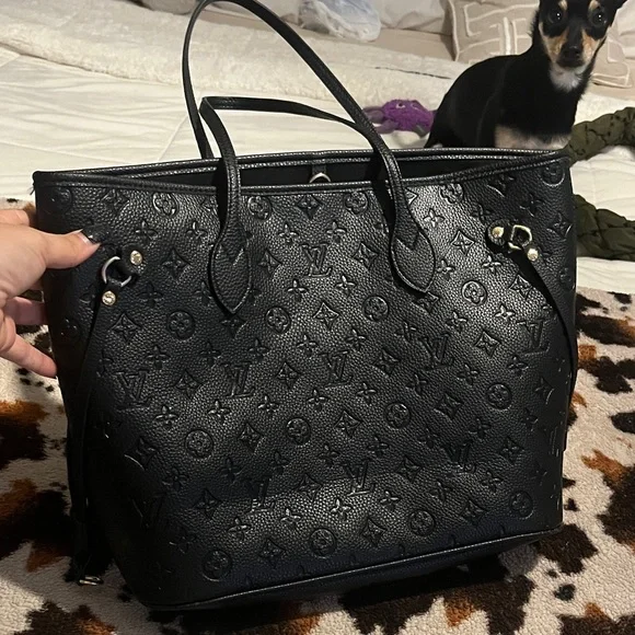 Black Embossed monogram Tote - Picture 1 of 6